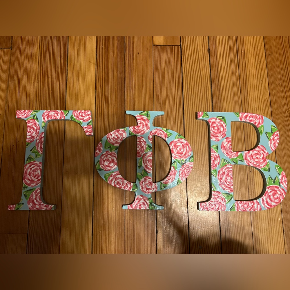 Gamma Phi Beta Sorority wooden letters - Lily Pulitzer design